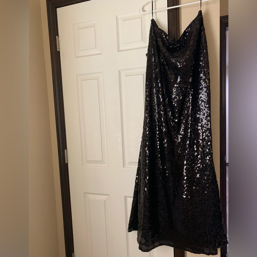 Maniju Black Sequin Skirt with Slit
